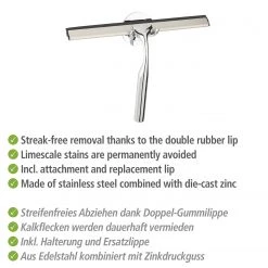 WENKO Raclette de douche Terni Plus - Zinc - Chrome -Accessoires de salle de bain Soldes 1000287206 210827 133043001253 ICON DETAILS P000000001000287206 icon seal