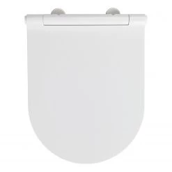 WENKO Siège WC premium Nuoro - Acier inoxydable / Polyester PVC / Blanc