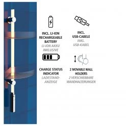 WENKO Étagère de douche LED Antik - Polycarbonate - Transparent -Accessoires de salle de bain Soldes 1000287217 210827 133047001315 ICON DETAILS P000000001000287217 icon seal