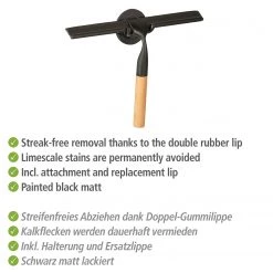 WENKO Raclette de douche Turbo-Loc Bambusa - Acier inoxydable - Noir / Natur -Accessoires de salle de bain Soldes 1000287231 210827 133053001398 ICON DETAILS P000000001000287231 icon seal