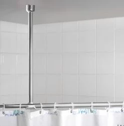 WENKO Fixation pour tringle à rideau de douche - Aluminium / Matière plastique - Argenté