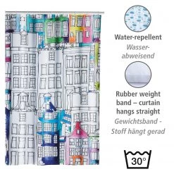 WENKO Rideau de douche Sunny City - Polyester - Multicolore -Accessoires de salle de bain Soldes 1000289435 210907 16454100059 DETAILS P000000001000289435