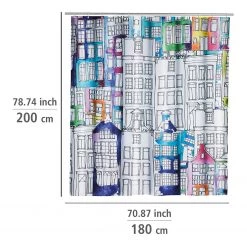 WENKO Rideau de douche Sunny City - Polyester - Multicolore -Accessoires de salle de bain Soldes 1000289435 210907 16454200060 SKETCH DETAILS P000000001000289435 sketch