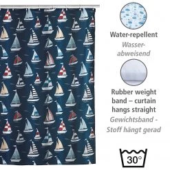 WENKO Rideau de douche Regatta - Polyester - Multicolore -Accessoires de salle de bain Soldes 1000289437 210907 16454200064 DETAILS P000000001000289437