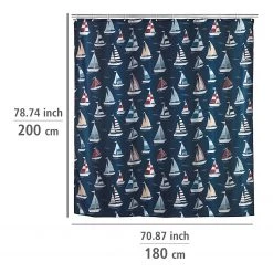 WENKO Rideau de douche Regatta - Polyester - Multicolore -Accessoires de salle de bain Soldes 1000289437 210907 16454200066 SKETCH DETAILS P000000001000289437 sketch