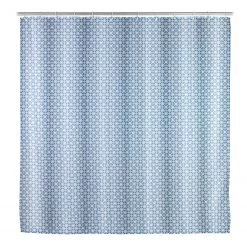 WENKO Rideau de douche Cristal - Polyester - Bleu / Blanc