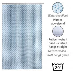 WENKO Rideau de douche Cristal - Polyester - Bleu / Blanc -Accessoires de salle de bain Soldes 1000289452 210907 16454300094 DETAILS P000000001000289452
