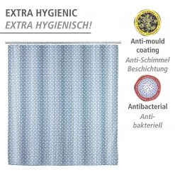 WENKO Rideau de douche Cristal - Polyester - Bleu / Blanc -Accessoires de salle de bain Soldes 1000289452 210907 16454300095 DETAILS P000000001000289452