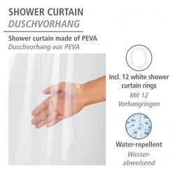 WENKO Rideau de douche Salda - Polyéthylène-acétate de vinyle - Transparent -Accessoires de salle de bain Soldes 1000289456 210907 16455600315 DETAILS P000000001000289456