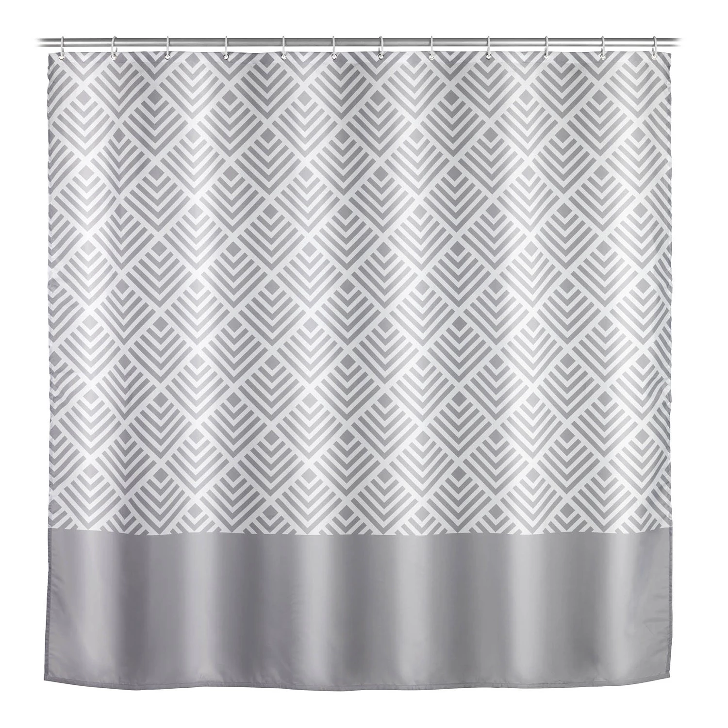 WENKO Rideau de douche Echo - Polyester - Gris / Blanc 1 WENKO Rideau de douche Echo - Polyester - Gris / Blanc
