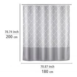 WENKO Rideau de douche Echo - Polyester - Gris / Blanc 8 WENKO Rideau de douche Echo - Polyester - Gris / Blanc -Accessoires de salle de bain Soldes 1000289461 210907 16454500128 SKETCH DETAILS P000000001000289461 sketch