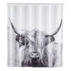 WENKO Rideau de douche Yak - Polyester - Blanc / Noir