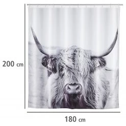 WENKO Rideau de douche Yak - Polyester - Blanc / Noir -Accessoires de salle de bain Soldes 1000289462 210907 16455700330 SKETCH DETAILS P000000001000289462 sketch