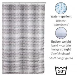 WENKO Rideau de douche Leblon - Polyester - Blanc / Gris -Accessoires de salle de bain Soldes 1000289465 210907 16454600135 DETAILS P000000001000289465