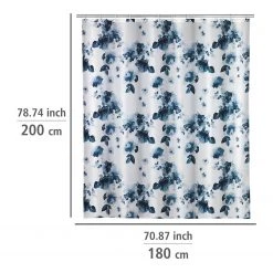 WENKO Rideau de douche Rose - Polyester - Blanc / Bleu 9 WENKO Rideau de douche Rose - Polyester - Blanc / Bleu -Accessoires de salle de bain Soldes 1000289472 210907 16454700157 SKETCH DETAILS P000000001000289472 sketch