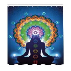 Twentyfour Rideau de douche Mandala Chakra - Polyester - Multicolore - 175 x 220 cm