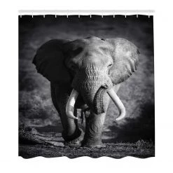 Twentyfour Rideau de douche Éléphant - Polyester - Gris - 175 x 200 cm