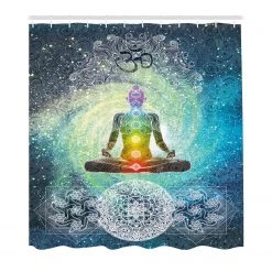 Twentyfour Rideau de douche Mandala Zen - Polyester - Multicolore - 175 x 240 cm