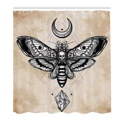 Twentyfour Rideau de douche Faucon - Polyester - Crème / Noir - 175 x 180 cm