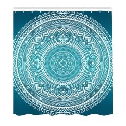 Twentyfour Rideau de douche Starry Fleurs - Polyester - Turquoise - 175 x 220 cm