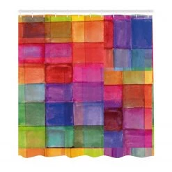 Twentyfour Rideau de douche Arc-en-ciel - Polyester - Multicolore - 175 x 200 cm