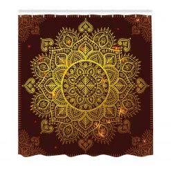 Twentyfour Rideau de douche Oriental Snowflake Art - Polyester - Jaune / Marron - 175 x 240 cm