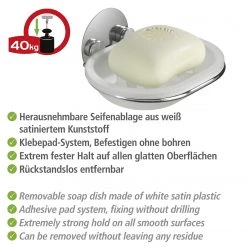 WENKO Porte-savon Turbo-Loc Fireside - Acier / Polypropylène - Argenté -Accessoires de salle de bain Soldes 1000333020 220218 030 DETAILS P000000001000333020