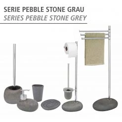WENKO Porte-savon Pebble Stone - Polyrésine - Gris -Accessoires de salle de bain Soldes 1000333026 220218 060 DETAILS P000000001000333026