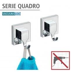 WENKO Patères Vacuum-Loc Quadro (lot de 2) - ABS - Argenté -Accessoires de salle de bain Soldes 1000333038 220218 031 DETAILS P000000001000333038