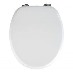 WENKO Siège WC Valencia - Blanc, fixation : Acier inoxydable - Blanc