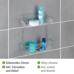 WENKO Étagère murale Avesta - Acier - Argenté -Accessoires de salle de bain Soldes 1000333047 220218 040 DETAILS P000000001000333047
