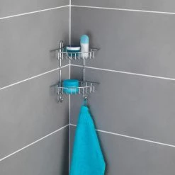 WENKO Étagère d’angle Milano - Acier - Argenté 9 WENKO Étagère d’angle Milano - Acier - Argenté -Accessoires de salle de bain Soldes 1000333048 220218 021 MOOD DETAILS P000000001000333048 mood