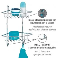 WENKO Étagère d’angle Milano - Acier - Argenté 10 WENKO Étagère d’angle Milano - Acier - Argenté -Accessoires de salle de bain Soldes 1000333048 220218 030 DETAILS P000000001000333048