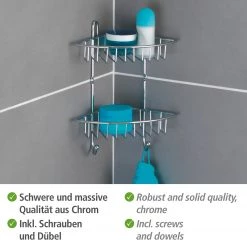 WENKO Étagère d’angle Milano - Acier - Argenté 11 WENKO Étagère d’angle Milano - Acier - Argenté -Accessoires de salle de bain Soldes 1000333048 220218 040 DETAILS P000000001000333048