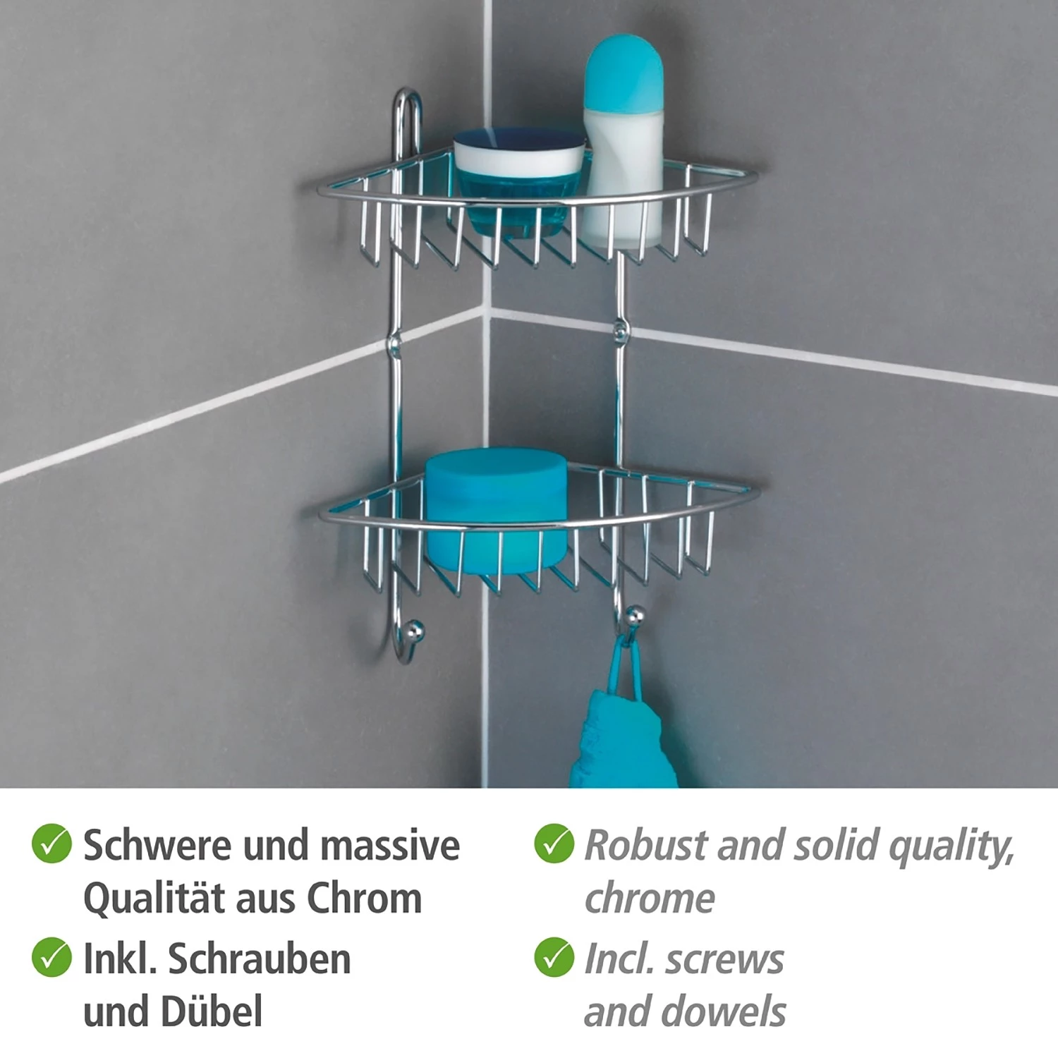 WENKO Étagère d’angle Milano - Acier - Argenté 5 WENKO Étagère d’angle Milano - Acier - Argenté – Image 5