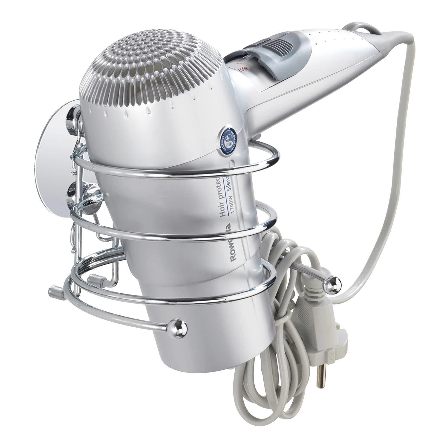 WENKO Porte sèche-cheveux Turbo-Loc Eperny - Acier - Argenté 4 WENKO Porte sèche-cheveux Turbo-Loc Eperny - Acier - Argenté – Image 4