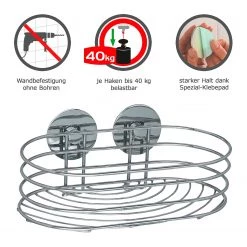 WENKO Étagère murale Turbo-Loc Eperny - Acier - Argenté -Accessoires de salle de bain Soldes 1000333067 220218 030 DETAILS P000000001000333067