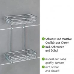 WENKO Étagère Milano - Acier - Argenté -Accessoires de salle de bain Soldes 1000333070 220218 032 DETAILS P000000001000333070