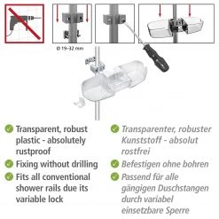 WENKO Serviteur de douche Premium - Polystyrène / ABS - Transparent -Accessoires de salle de bain Soldes 1000333098 220218 060 DETAILS P000000001000333098