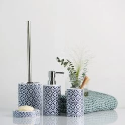 WENKO Distributeur de savon Lorca - Céramique - Bleu -Accessoires de salle de bain Soldes 1000333118 220218 022 MOOD DETAILS P000000001000333118 mood