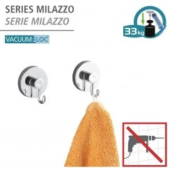 WENKO Patères Vacuum-Loc Glostrup (lot de 2) - ABS - Argenté -Accessoires de salle de bain Soldes 1000333131 220218 030 DETAILS P000000001000333131