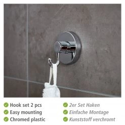 WENKO Patères Vacuum-Loc Glostrup (lot de 2) - ABS - Argenté -Accessoires de salle de bain Soldes 1000333131 220218 031 DETAILS P000000001000333131