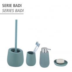 WENKO Distributeur de savon Badi - Céramique - Bleu Gris -Accessoires de salle de bain Soldes 1000333170 220218 060 DETAILS P000000001000333170
