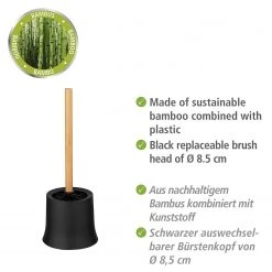 WENKO Brosse WC Basic Bambusa - Polypropylène / Bambou - Noir -Accessoires de salle de bain Soldes 1000333223 220218 030 DETAILS P000000001000333223