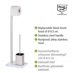 WENKO Ensemble WC Aprilia - Acier inoxydable - Blanc -Accessoires de salle de bain Soldes 1000333227 220218 033 DETAILS P000000001000333227