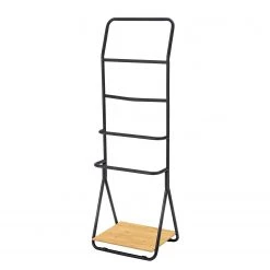 WENKO Porte-serviette Verona - Métal / Bambou - Noir