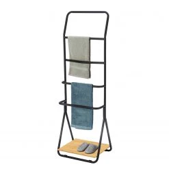 WENKO Porte-serviette Verona - Métal / Bambou - Noir -Accessoires de salle de bain Soldes 1000333229 220218 030 DETAILS P000000001000333229