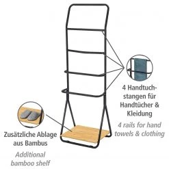 WENKO Porte-serviette Verona - Métal / Bambou - Noir -Accessoires de salle de bain Soldes 1000333229 220218 050 DETAILS P000000001000333229