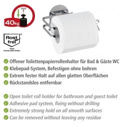WENKO Porte papier toilette Turbo-Loc Fireside - Acier inoxydable - Argenté -Accessoires de salle de bain Soldes 1000333255 220218 033 DETAILS P000000001000333255