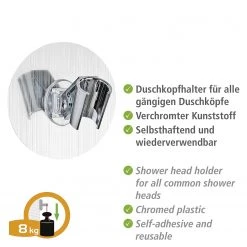 WENKO Porte pommeau de douche Static-Loc Osimo - Matière plastique (PET) / ABS - Argenté 9 WENKO Porte pommeau de douche Static-Loc Osimo - Matière plastique (PET) / ABS - Argenté -Accessoires de salle de bain Soldes 1000333281 220218 031 DETAILS P000000001000333281
